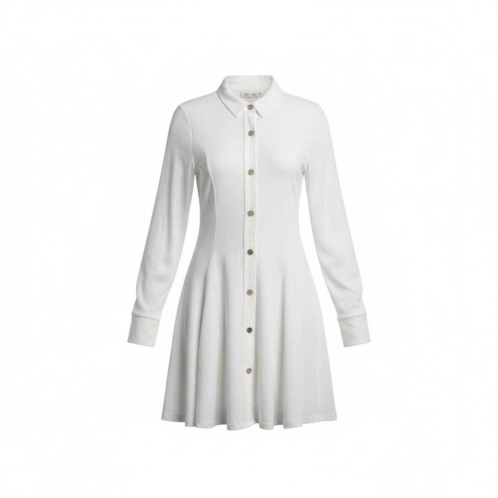 Hint of Blush White Shirt Dress Women's Fit Flare Button Down Tunic Mini - Sz XL - Picture 2 of 9